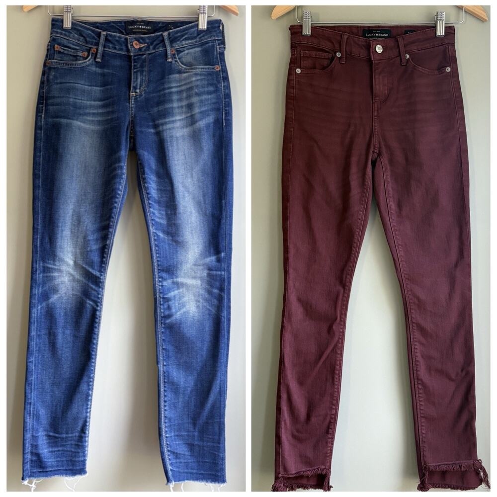 LUCKY BRAND Bundle (2) Jeans Lolita Skinny Dark Wash Ava Skinny Red Ankle 0/25
